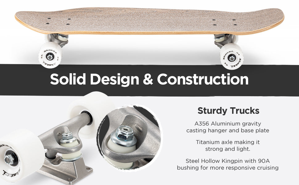 Premium Cruiser Skateboard – Ceramic Bearings, Canadian Maple Deck, Smooth Ride